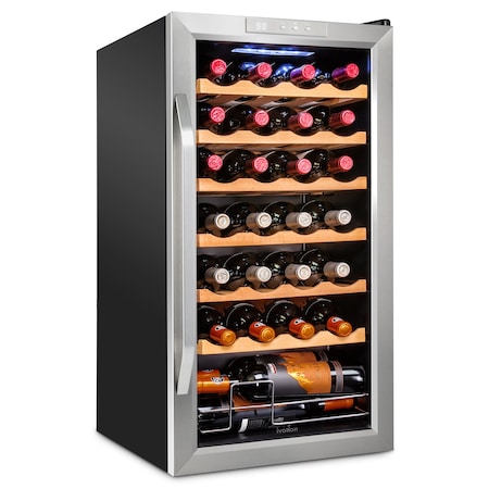 Ivation 28-Bottle Compressor Freestanding Wine Cooler Refrigerator - Stainless Steel IVFWCC281WSS